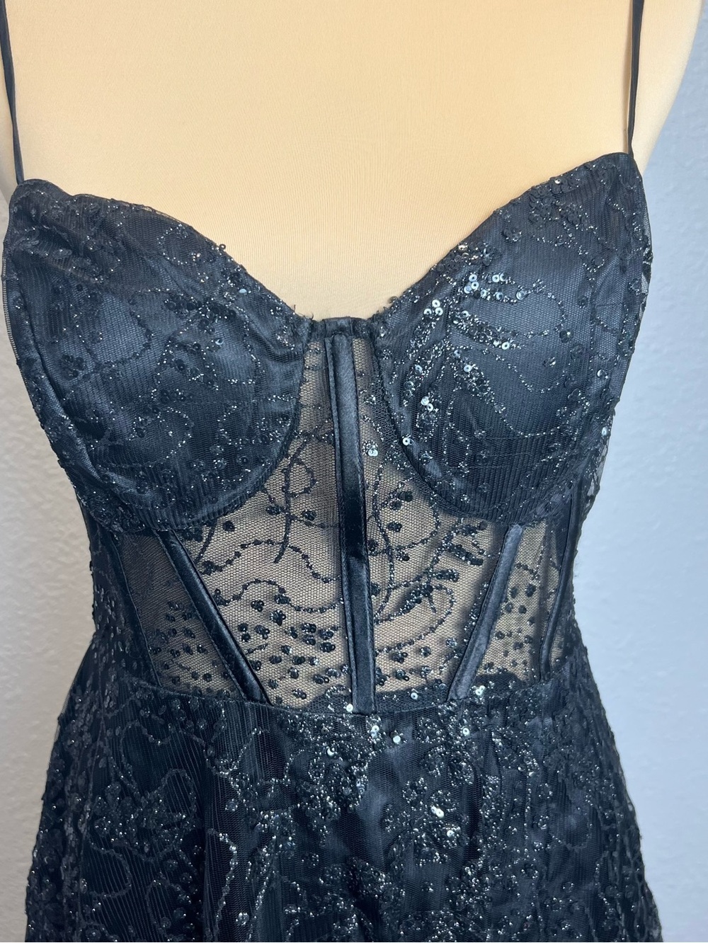 Windsor Black Lace Corset Dress Size 11 Cocktail Formal - Picture 4 of 17